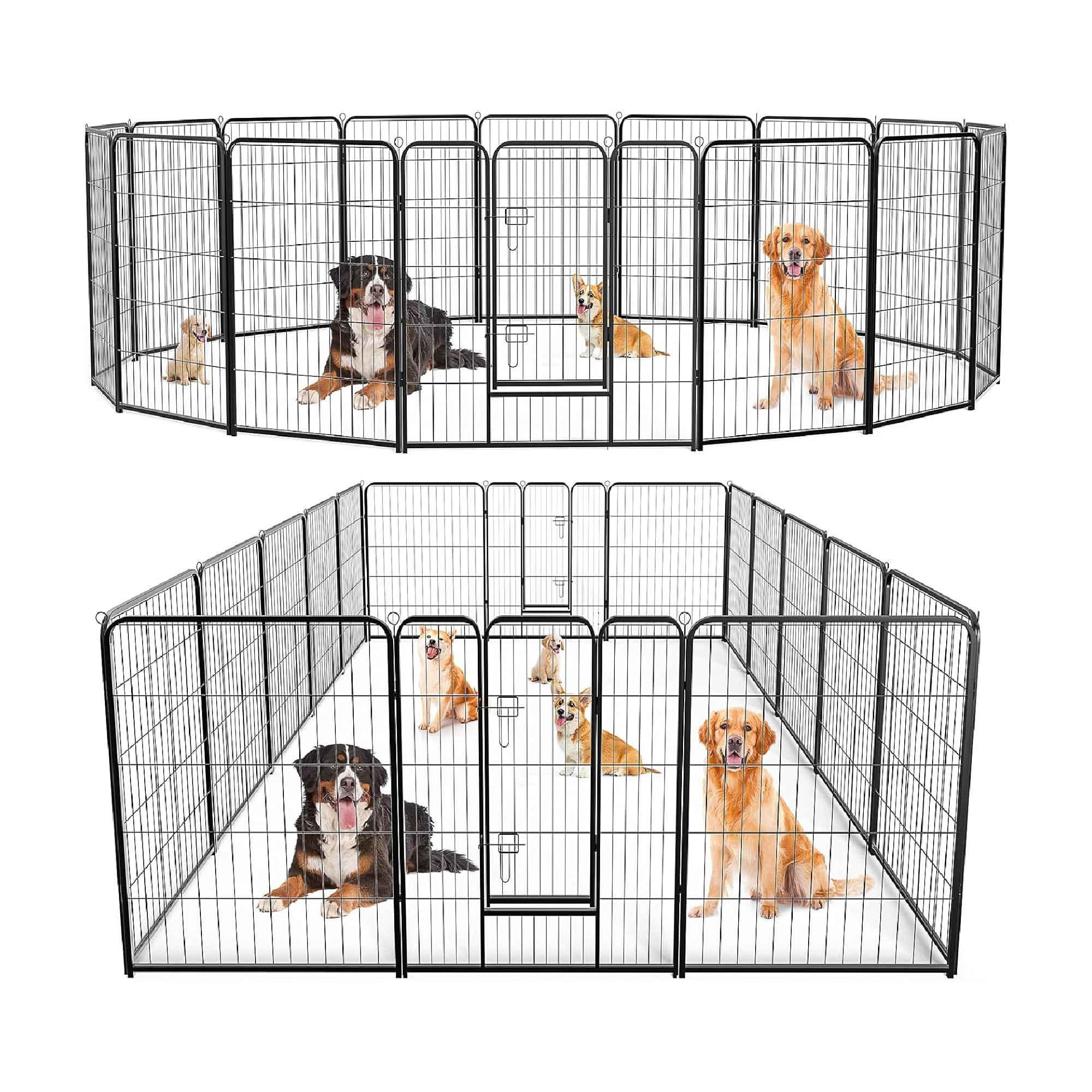 Dog Playpen, 40 Inch 16 Panels Puppy Playpen, Dog Exercise Pen For Large/Medium/Small Dogs, Foldable Dog Pen With Doors For RV, Camping, Yard_voghion.com